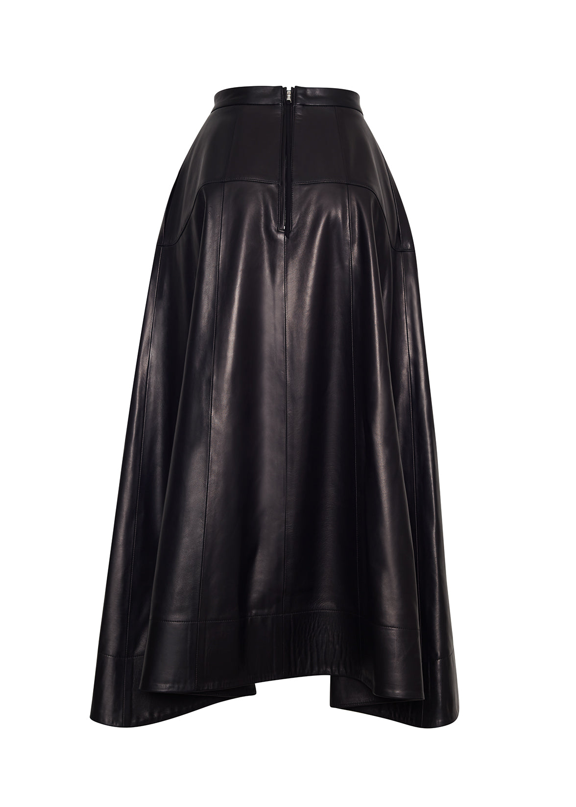 Ghost image of the back of the Cody Skirt in Black Leather