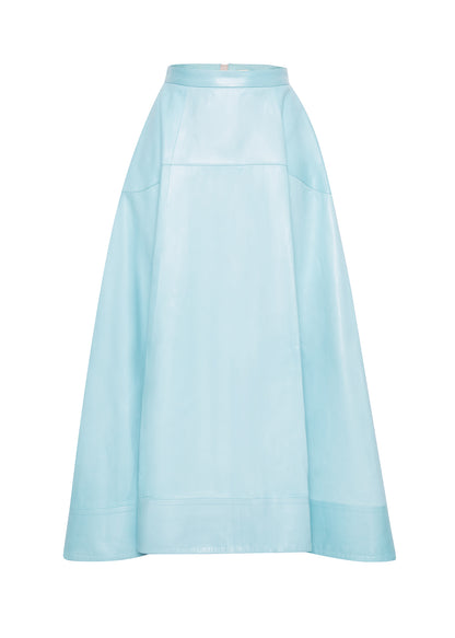 Ghost image of the cody skirt in leather in aqua