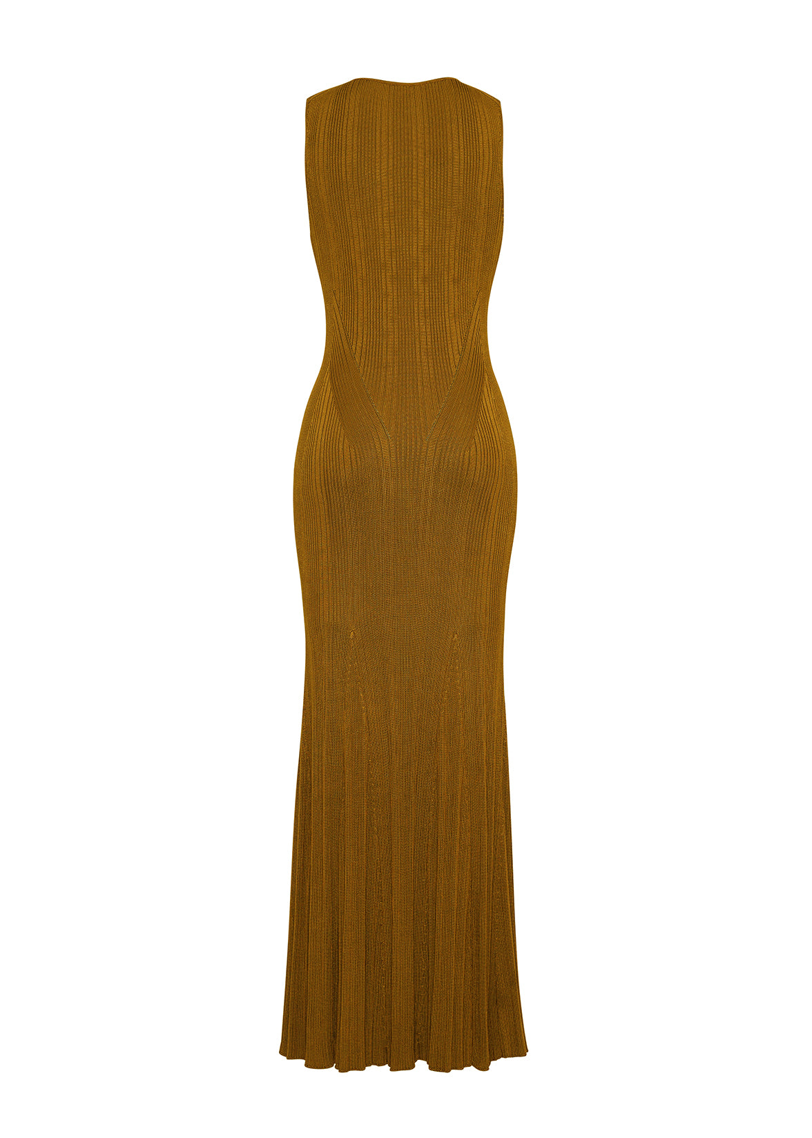 Ghost image of back of Vivian Dress Engineered Rib in Bronze