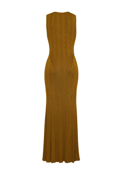 Ghost image of back of Vivian Dress Engineered Rib in Bronze