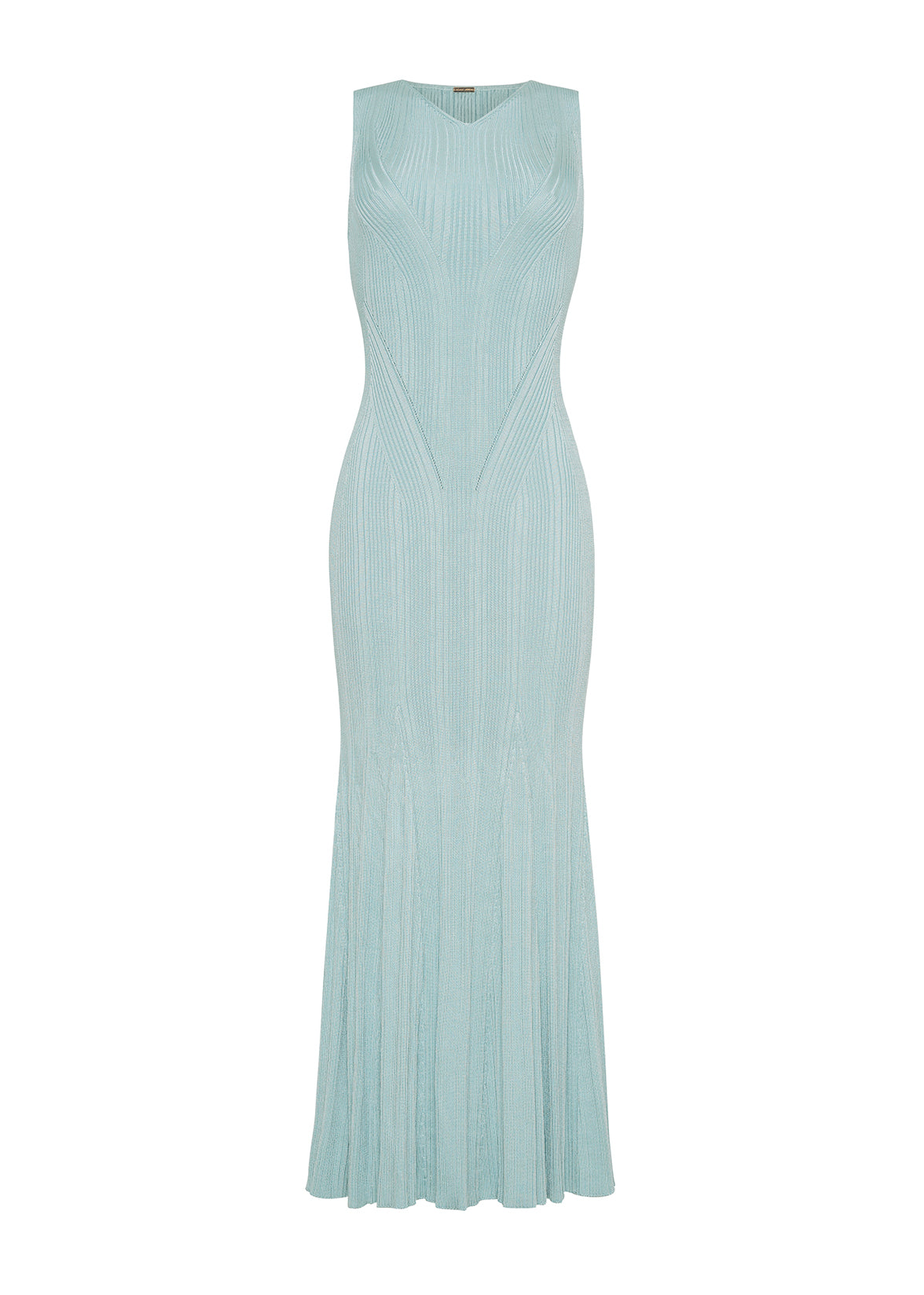 Ghost image of the front of Vivian Dress in Silk Engineered Rib in Mist