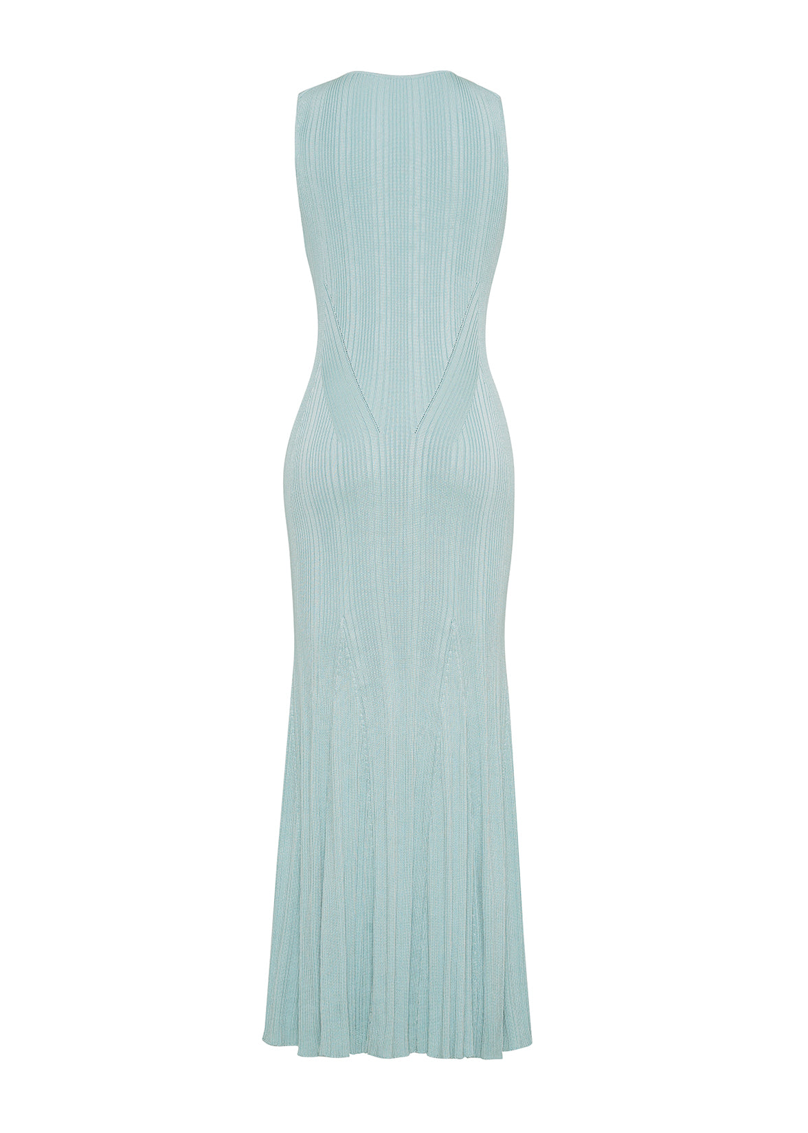 Ghost image of the back of the Vivian Dress in Silk Engineered Rib in Mist