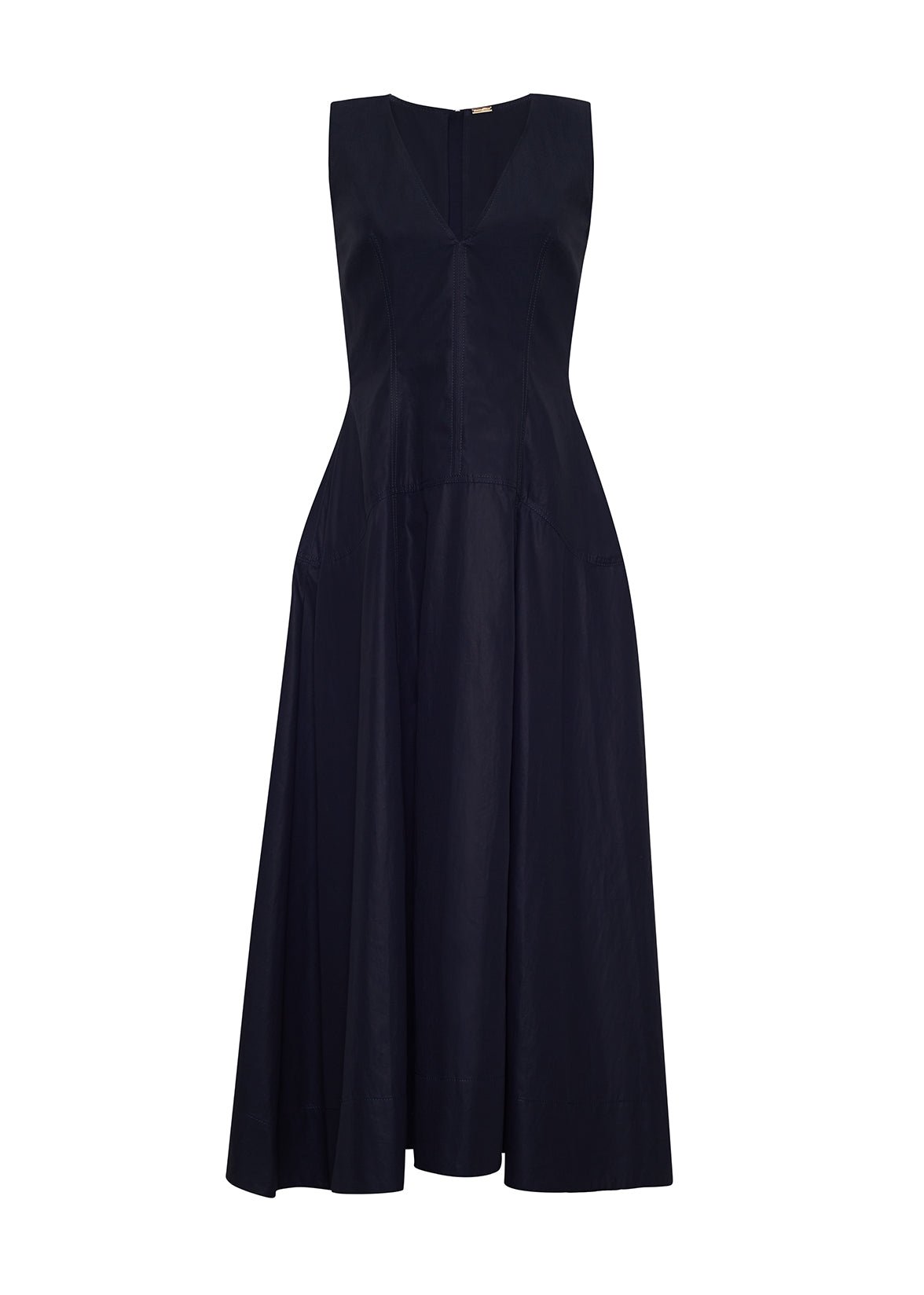 Ghost image of the front of the Harlow dress in navy