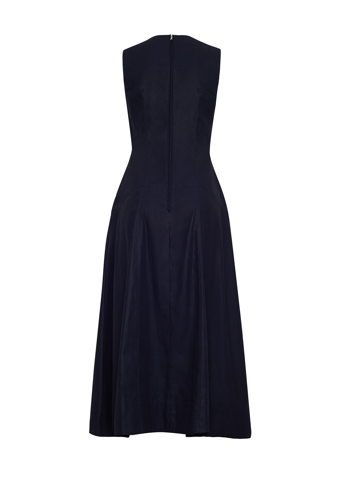 Ghost image of the back of the Harlow dress in navy