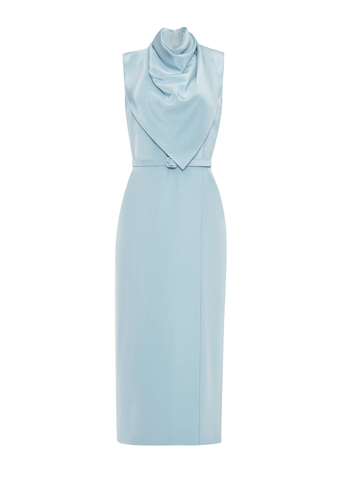 Ghost image of the front of the Bandera Dress in Silk Crepe in Mist