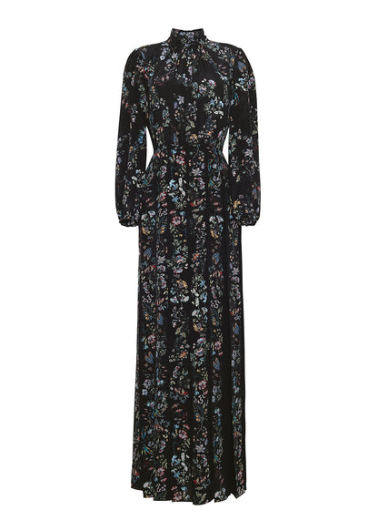 Ghost image of front of Emilia Dress Crepe De Chine in Black Floral