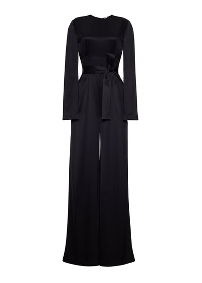 Ghost image of the front of the Ophelia Jumpsuit in Double Face Silk Charmeuse