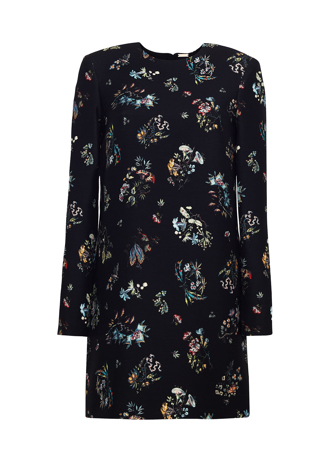 Ghost image of the front of the Tilley dress in black floral