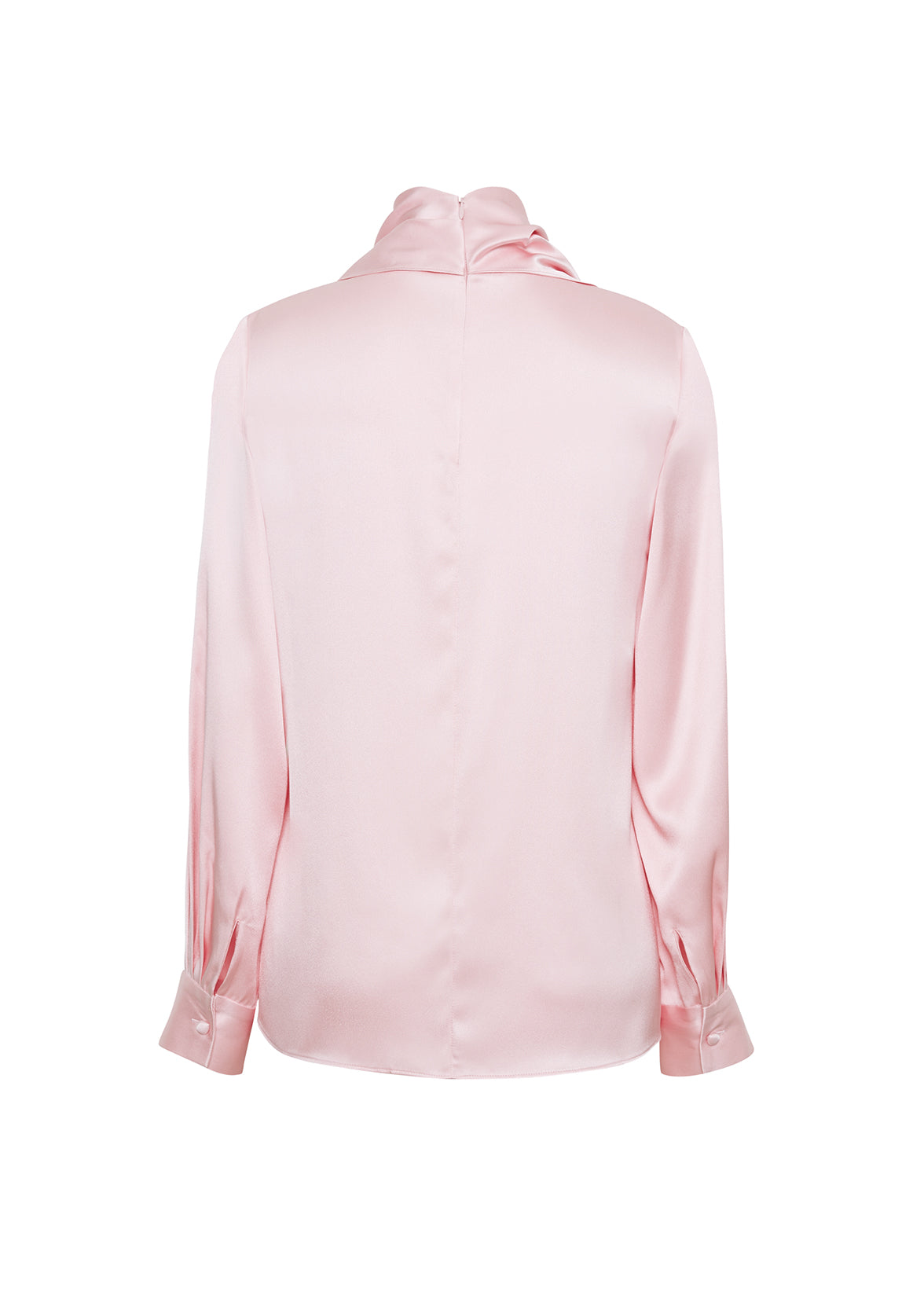 Ghost image of the back of the Bandera Blouse in Silk Charmeuse in Pink