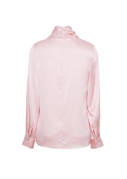 Ghost image of the back of the Bandera Blouse in Silk Charmeuse in Pink