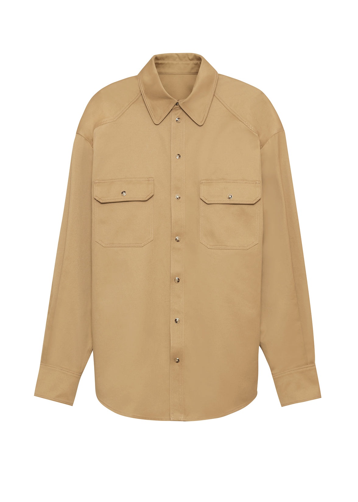 Ghost image of front of Carter Top in Cotton Twill in Khaki