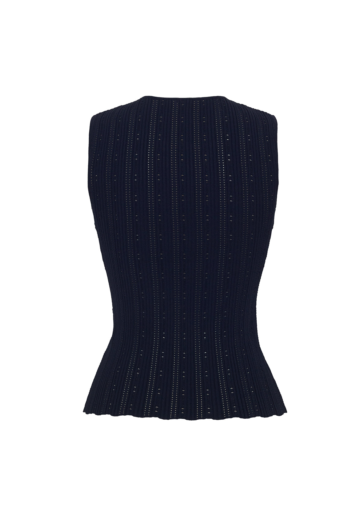 ghost image of the brynn top in compact jacquard in navy