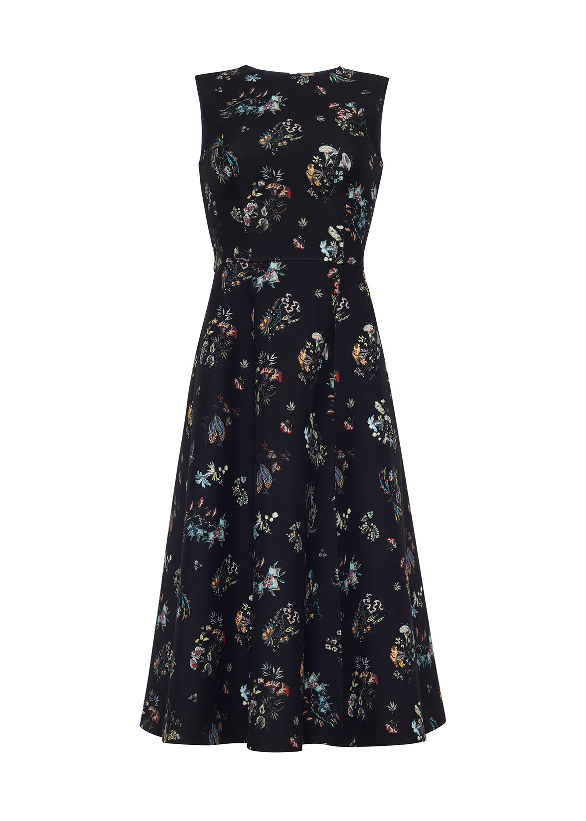 ghost image of the Eloise Dress In Printed Silk Wool in Black Floral