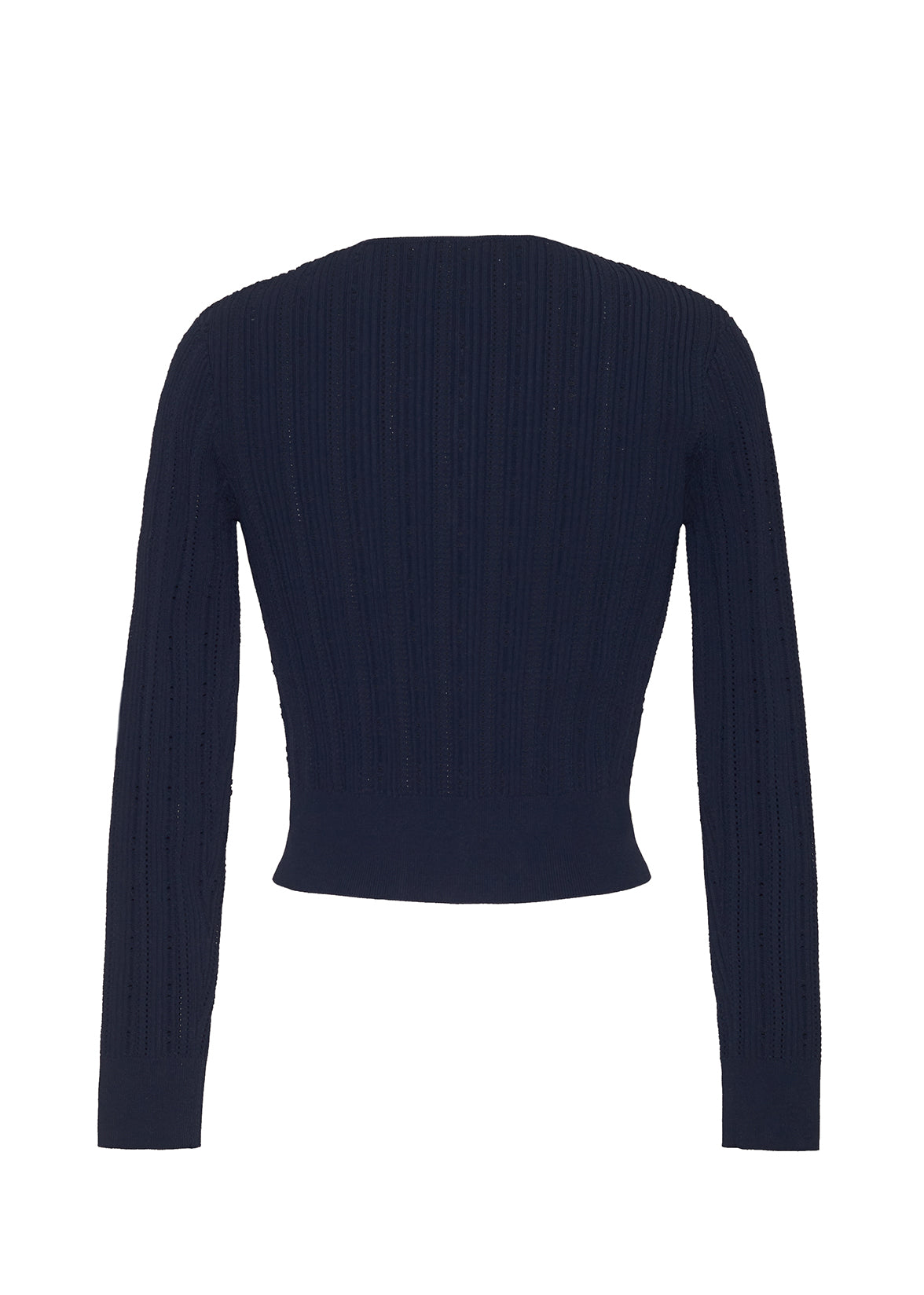 ghost image of the back of the faye cardigan in navy