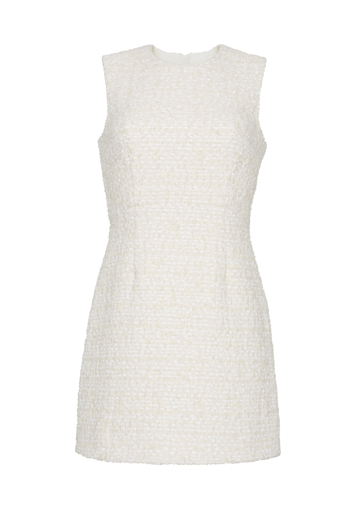 front ghost image of the tati dress in tweed in ivory