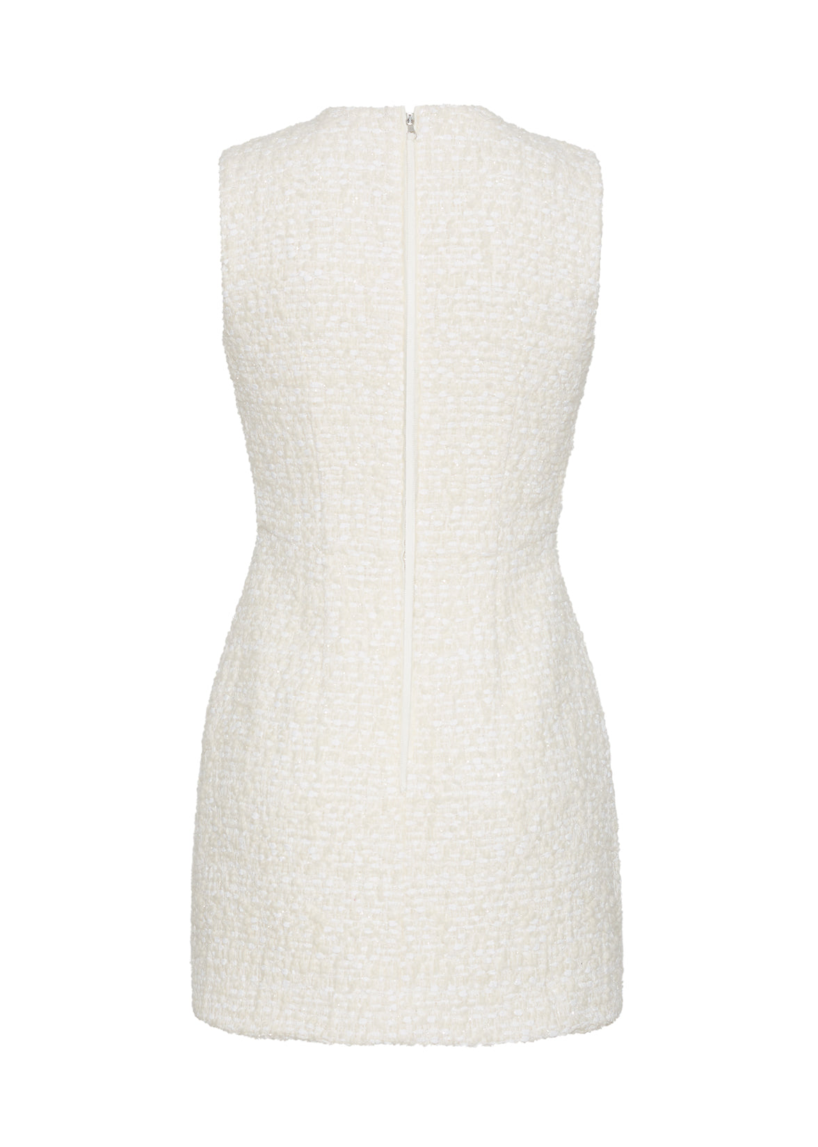 back ghost image of the tati dress in tweed in ivory