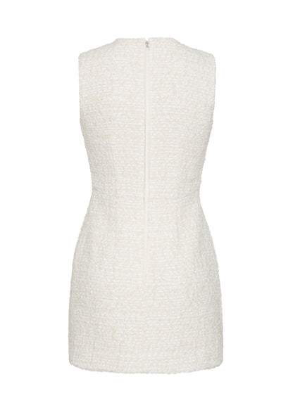 back ghost image of the tati dress in tweed in ivory