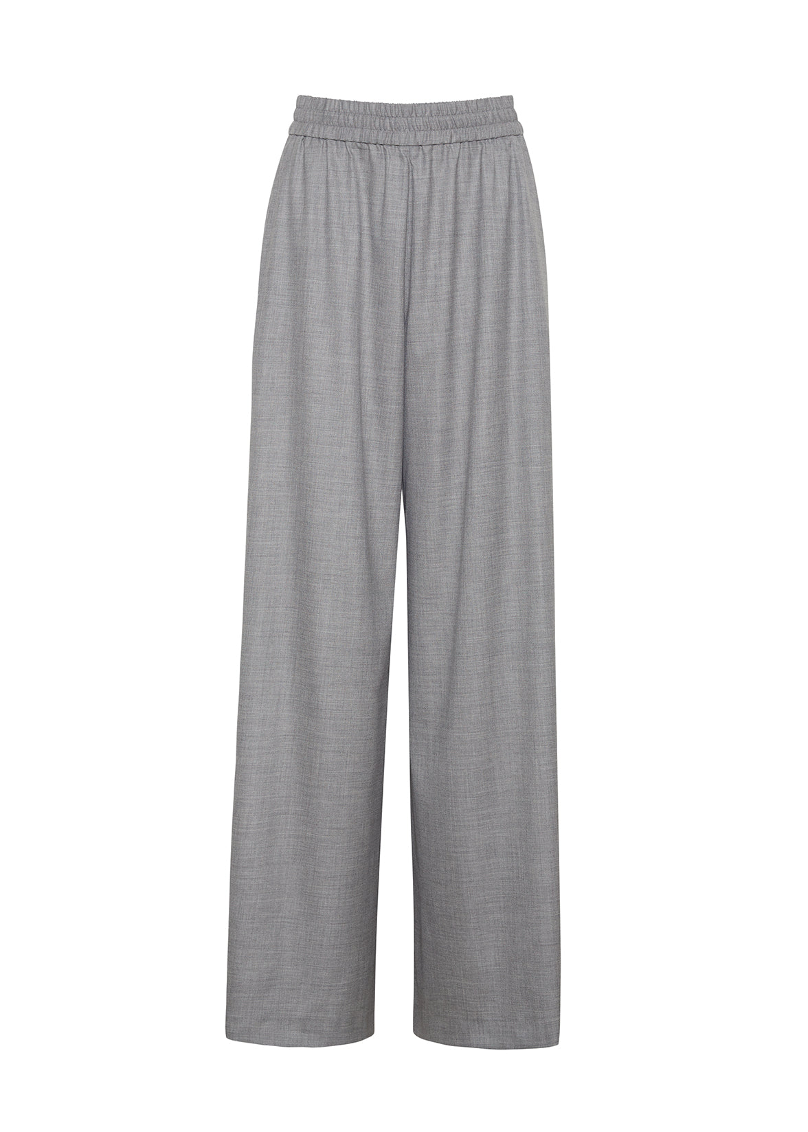 Front ghost image of the Maeve pant in fine cashmere suiting in heather grey