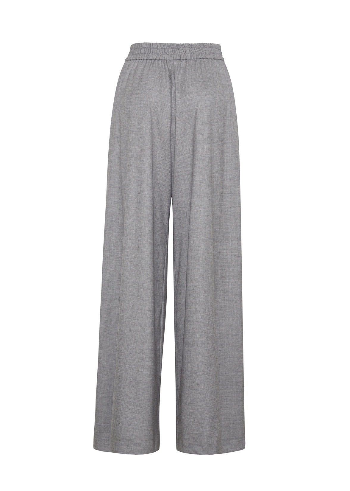 back ghost image of the Maeve pant in fine cashmere suiting in heather grey