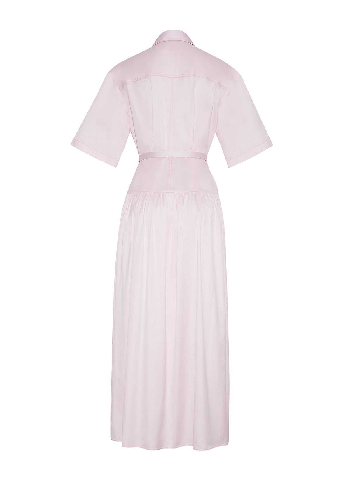 back ghost image of the Edie Dress in Cotton Twill khaki in pale pink