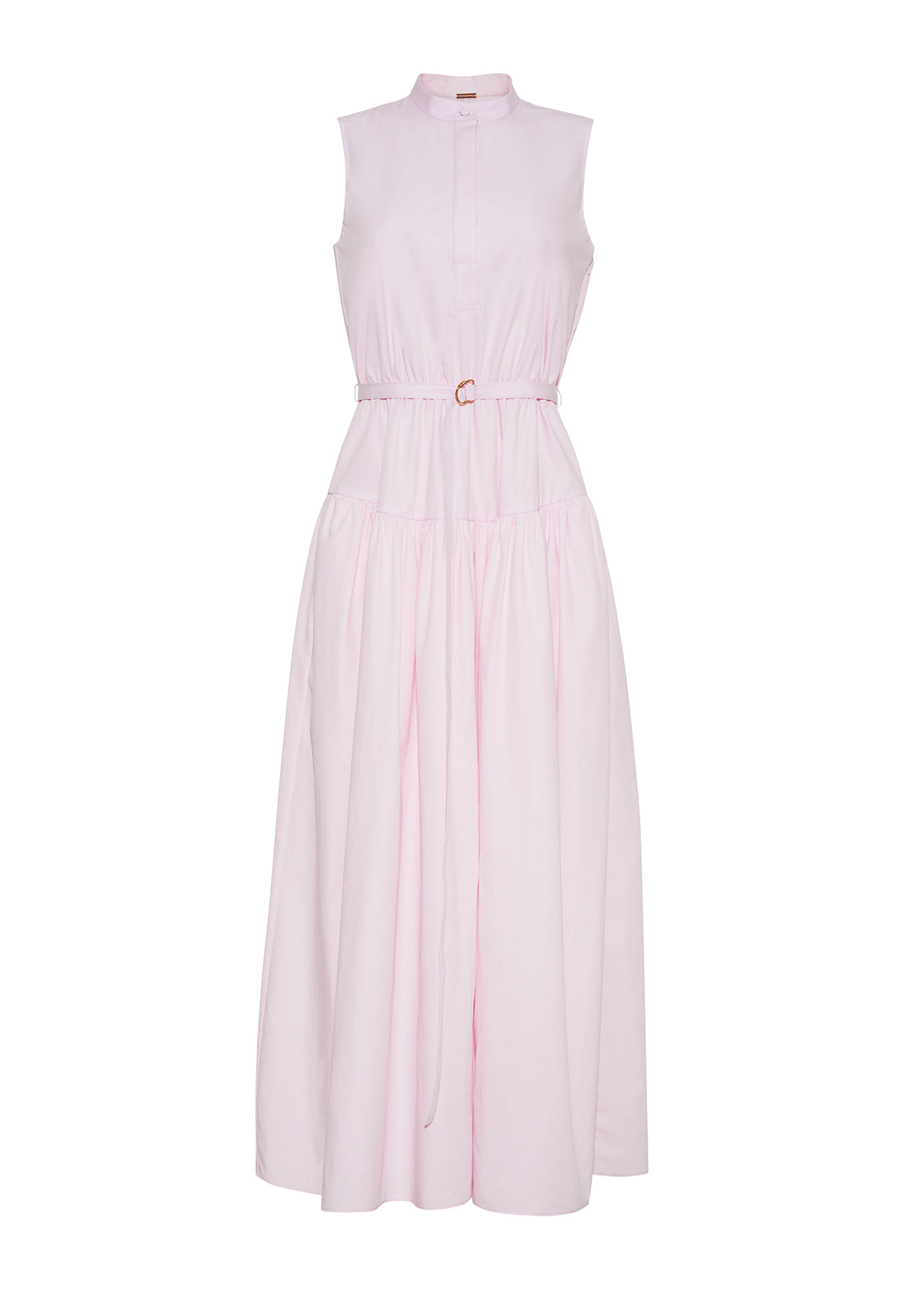 front ghost image of the Arden Dress in Compact Cotton in Pale Pink