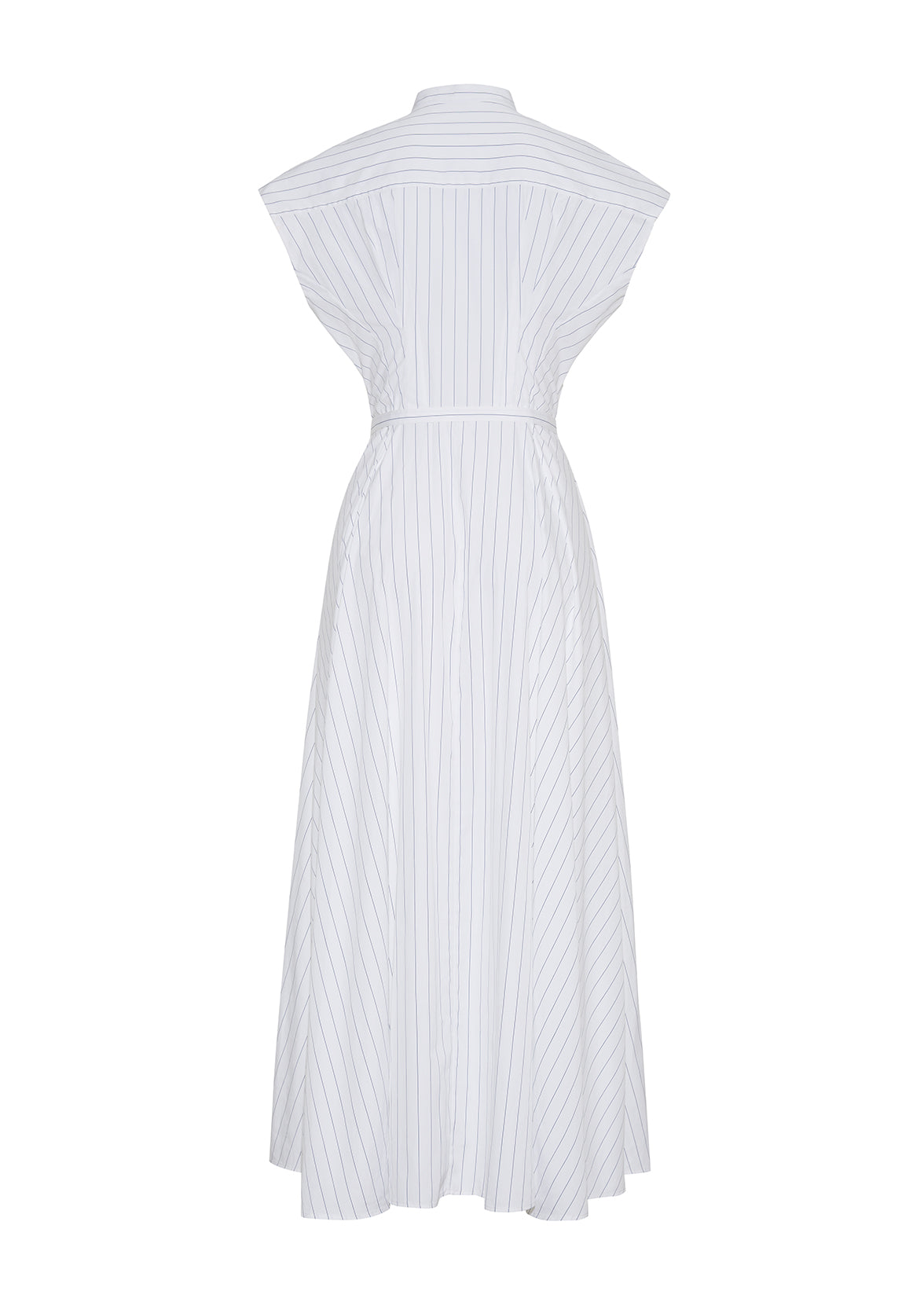 Back ghost image of the DEJEUNER DRESS IN STRIPE POPLIN in pale white