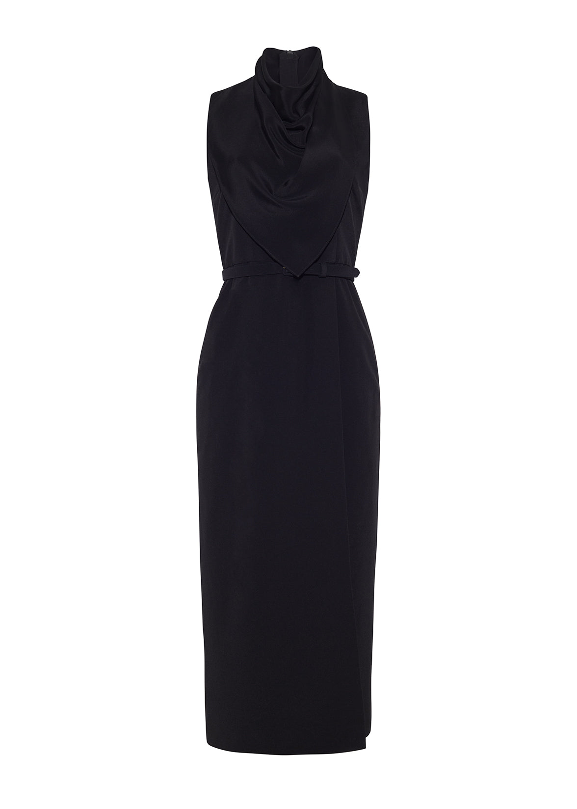 FRONT GHOST IMAGE OF THE BANDERA DRESS IN SILK CREPE IN
BLACK
