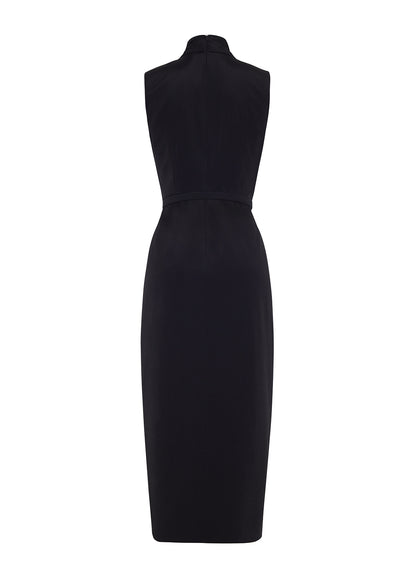 BACK GHOST IMAGE OF THE BANDERA DRESS IN SILK CREPE IN
BLACK