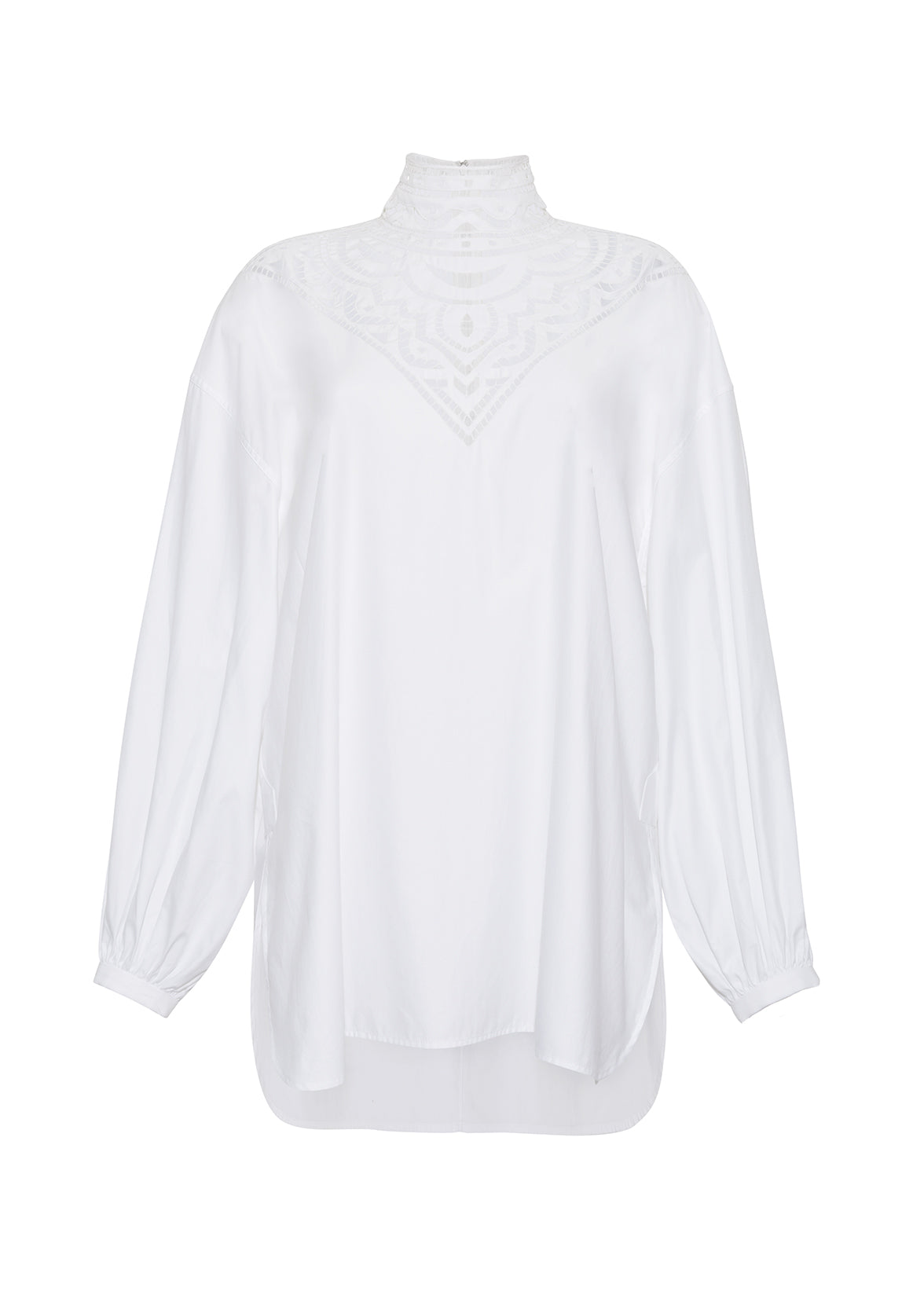 ghost image of the front of the sionna top in cotton poplin white