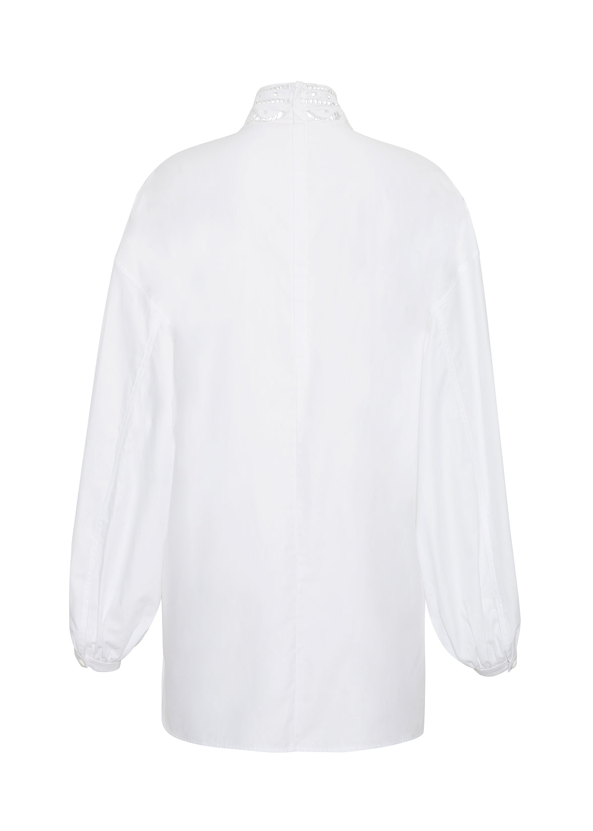 ghost image of the back of the sionna top in cotton poplin white