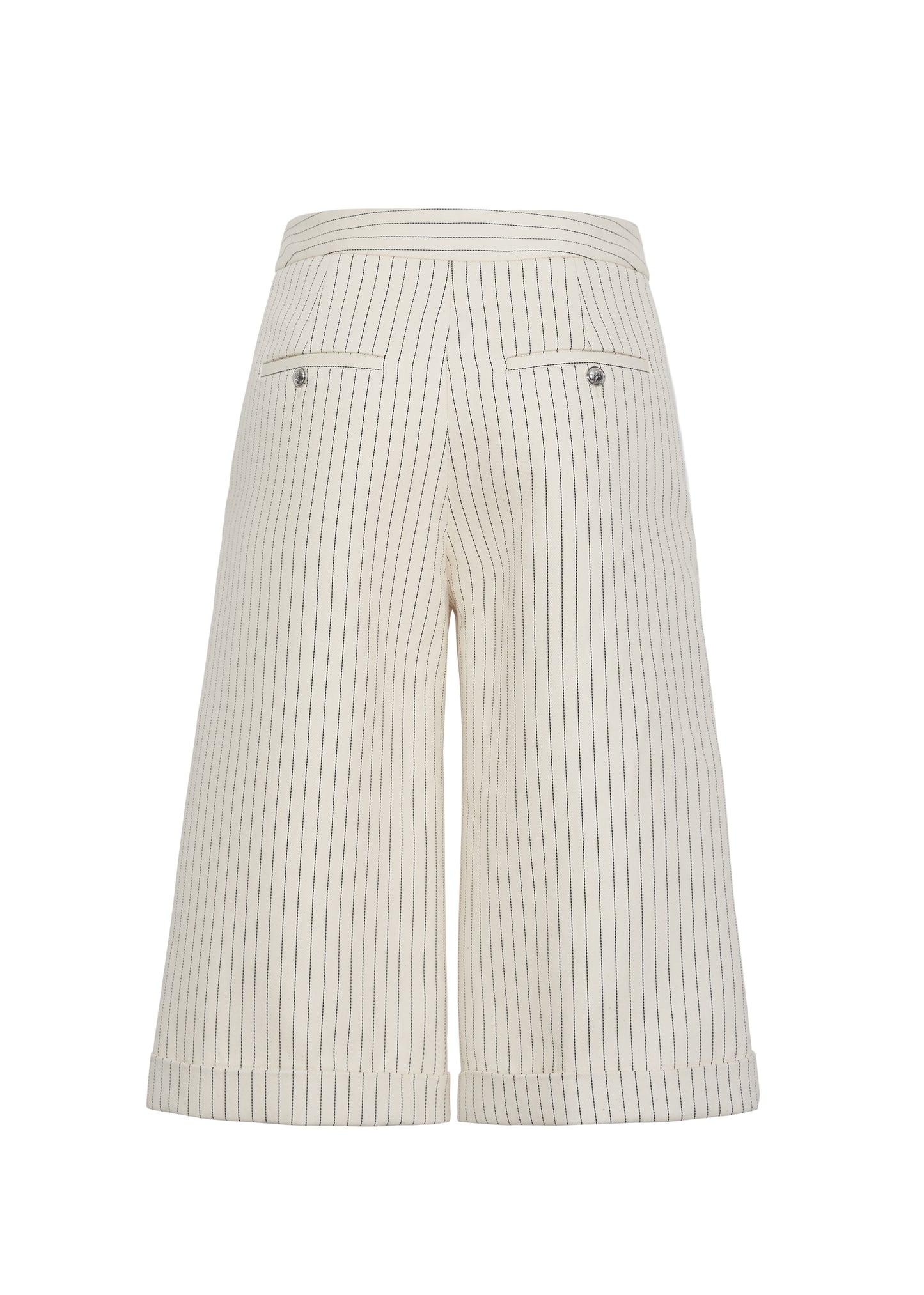 back ghost image of the Devon Short in Pinstripe Twill in Canvas/indigo