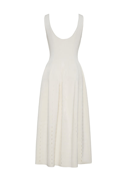 ghost image of the back of the Lucilla Dress in Luxe Milano Ivory