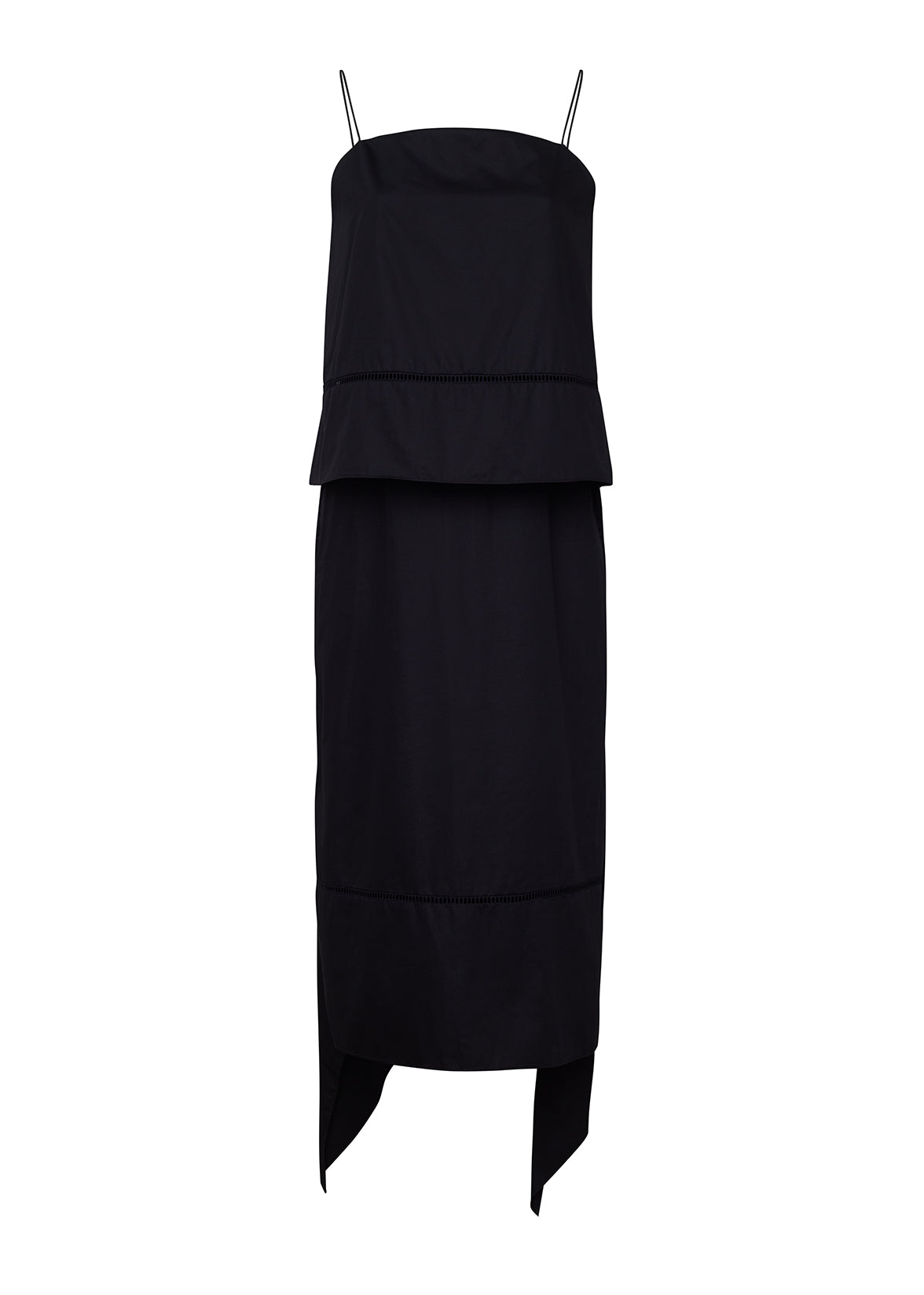 ghost image of the front of the tenney dress in  cotton poplin in black