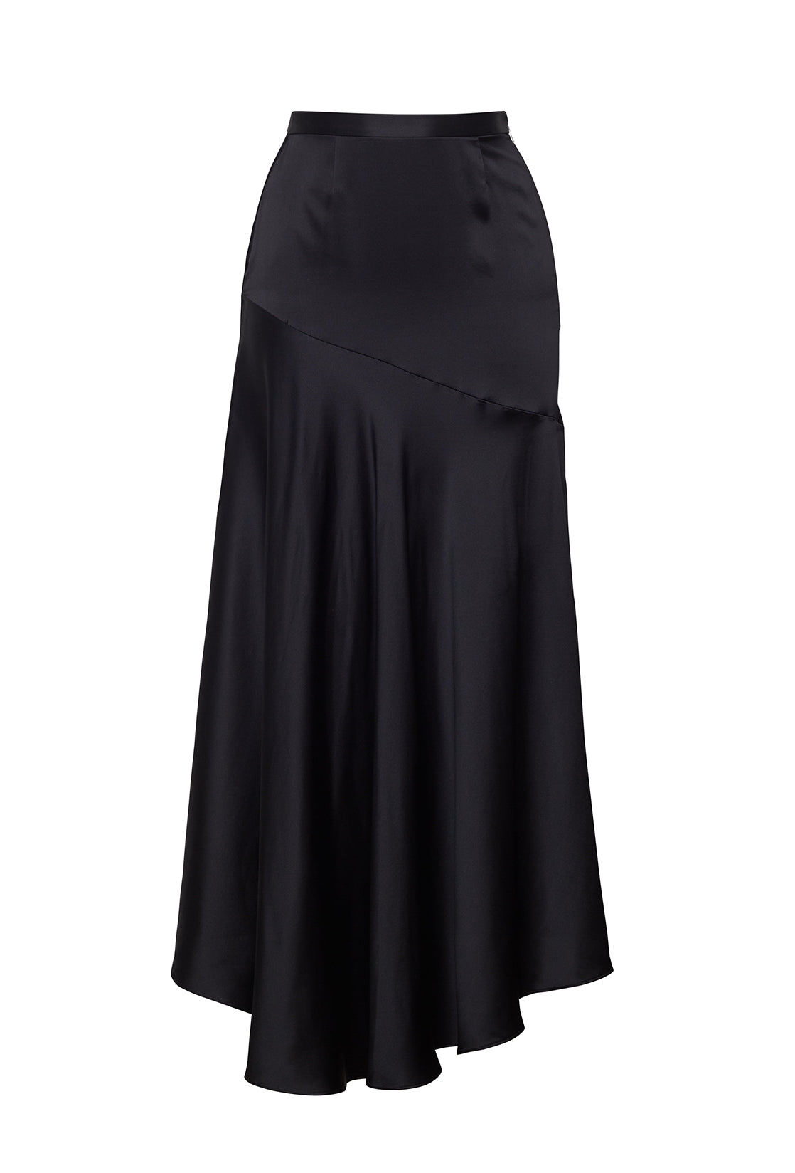 ghost image of the front of the tess skirt in satin-back crepe in black