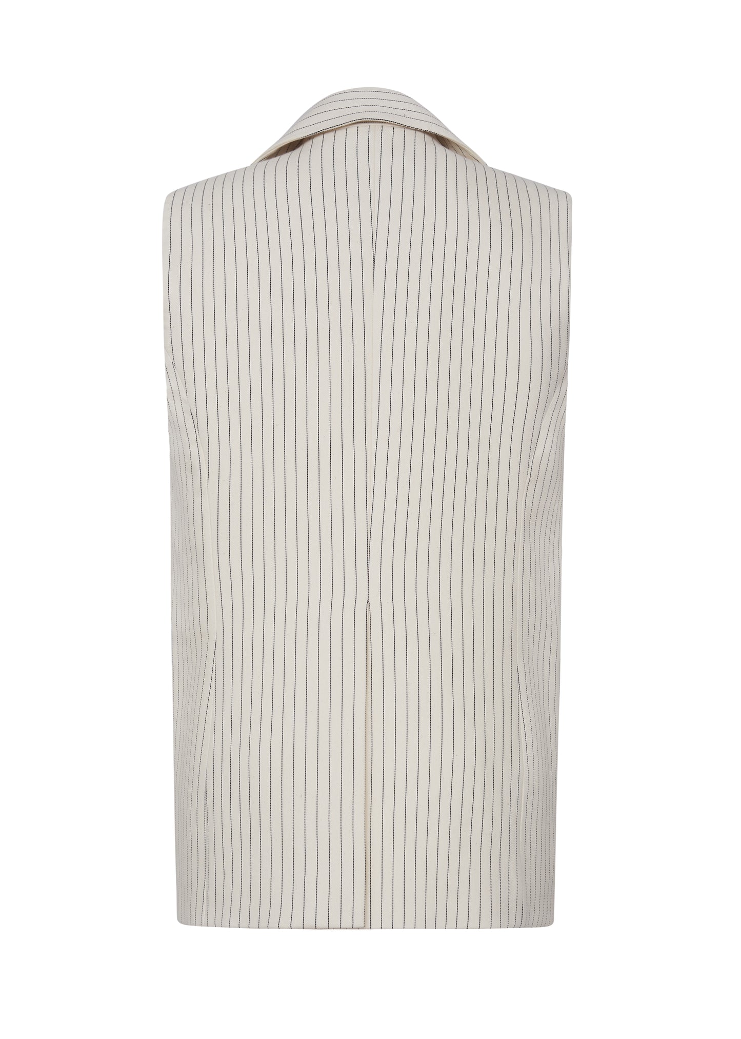 Back ghost image of the Callan Vest in Pinstripe Twill in canvas/indigo