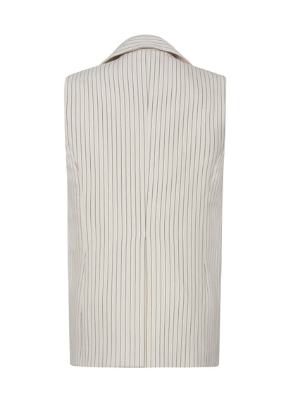 Back ghost image of the Callan Vest in Pinstripe Twill in canvas/indigo