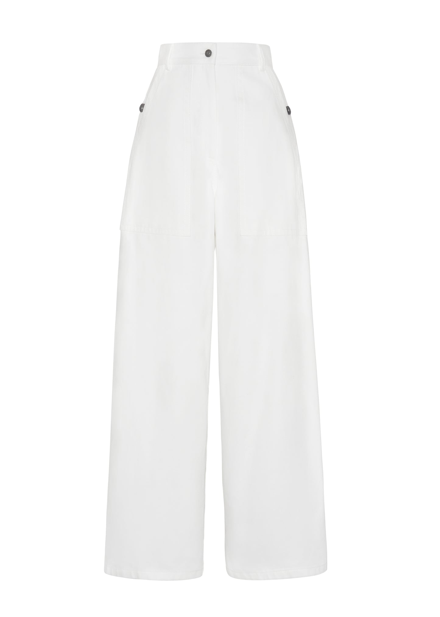 front ghost image of the Jasper Pant in White Denim