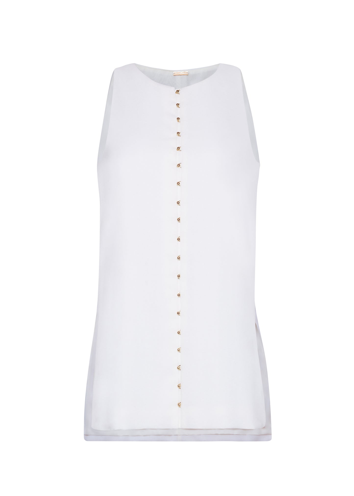 Front Ghost Image of the Nazra Tunic in Light Wool Crepe in Ivory