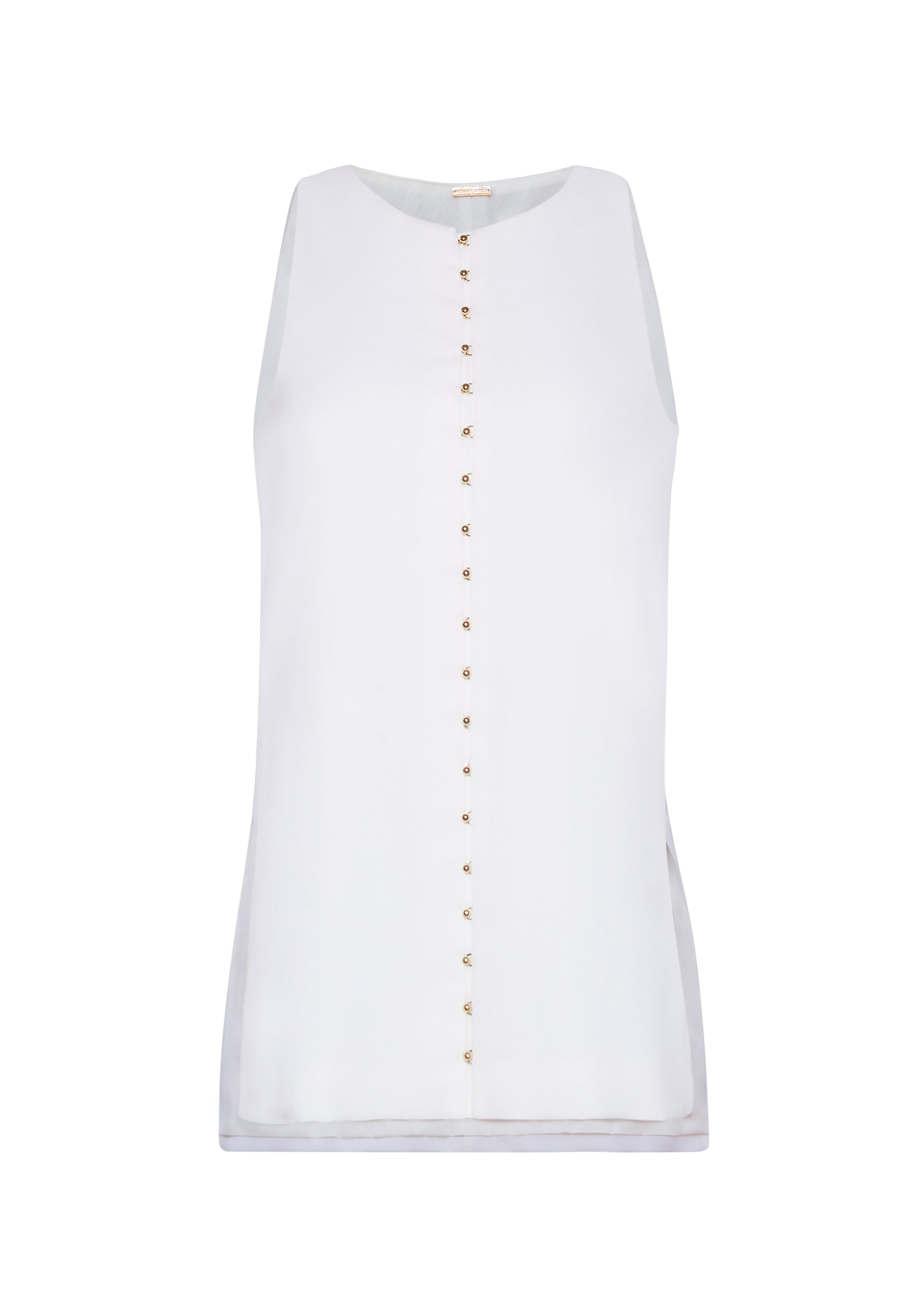 Front Ghost Image of the Nazra Tunic in Light Wool Crepe in Ivory