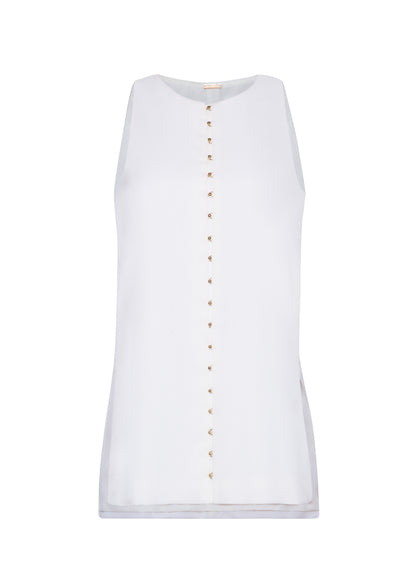 Front Ghost Image of the Nazra Tunic in Light Wool Crepe in Ivory