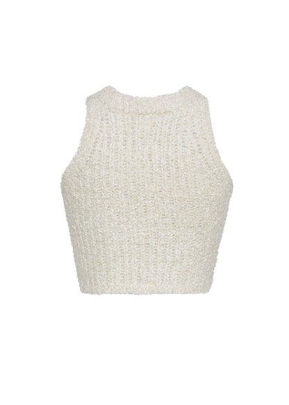 back ghost image of the Liana Top in Mulberry Silk Ivory