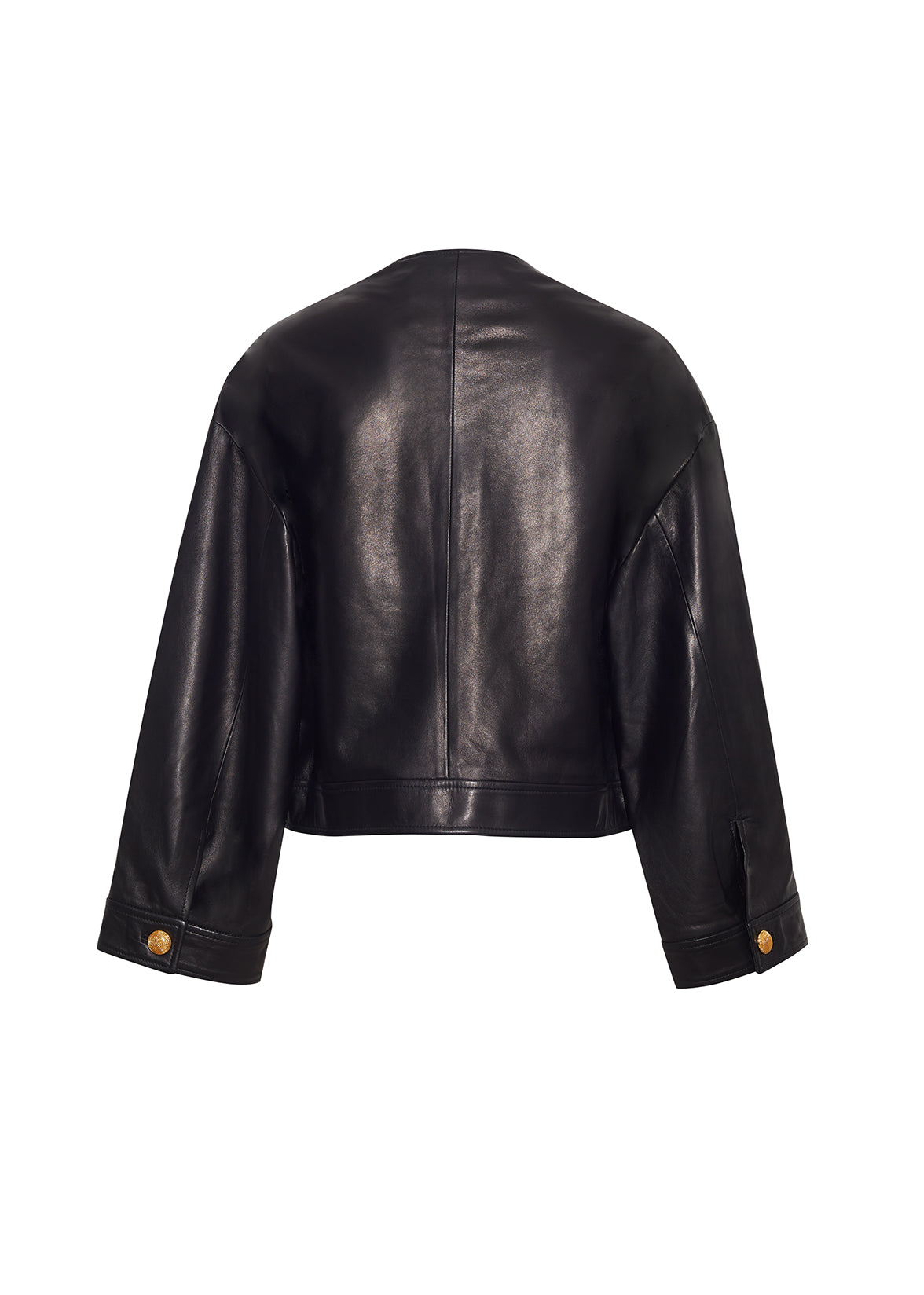 ghost image of the back of the Nessy Jacket in Leather Black 