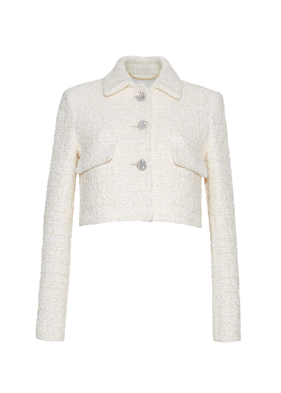 ghost image of the cecil jacket in tweed in ivory