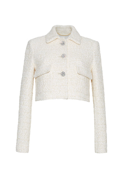 ghost image of the cecil jacket in tweed in ivory