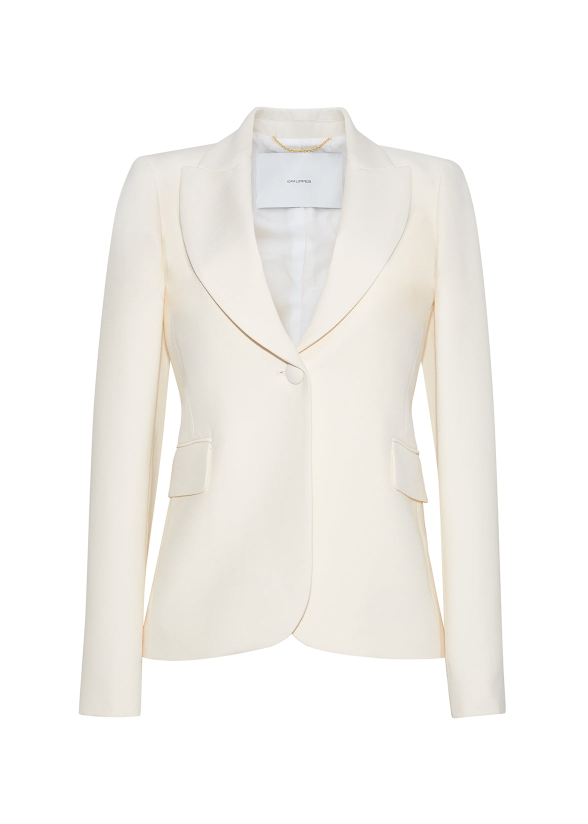 front ghost image of the single breasted blazer in silk wool in ivory by adam lippes