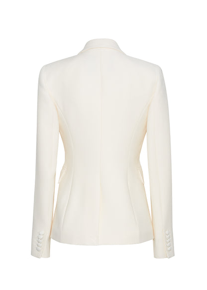 back ghost image of the single breasted blazer in silk wool in ivory by adam lippes