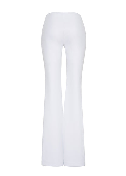 back ghost image of the eva flare pant in bonded neoprene in white by adam lippes