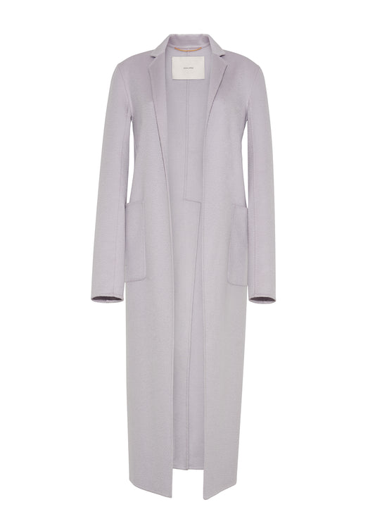 ghost image of the front of the vanessa coat in zibeline cashmere in lilac by adam lippes