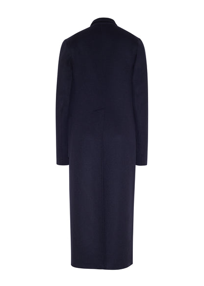 ghost image showing back of the Vanessa coat in zibeline cashmere in navy by Adam Lippes