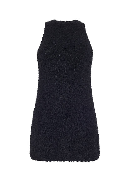 ghost image of the back of the renata dress in mulberry silk black